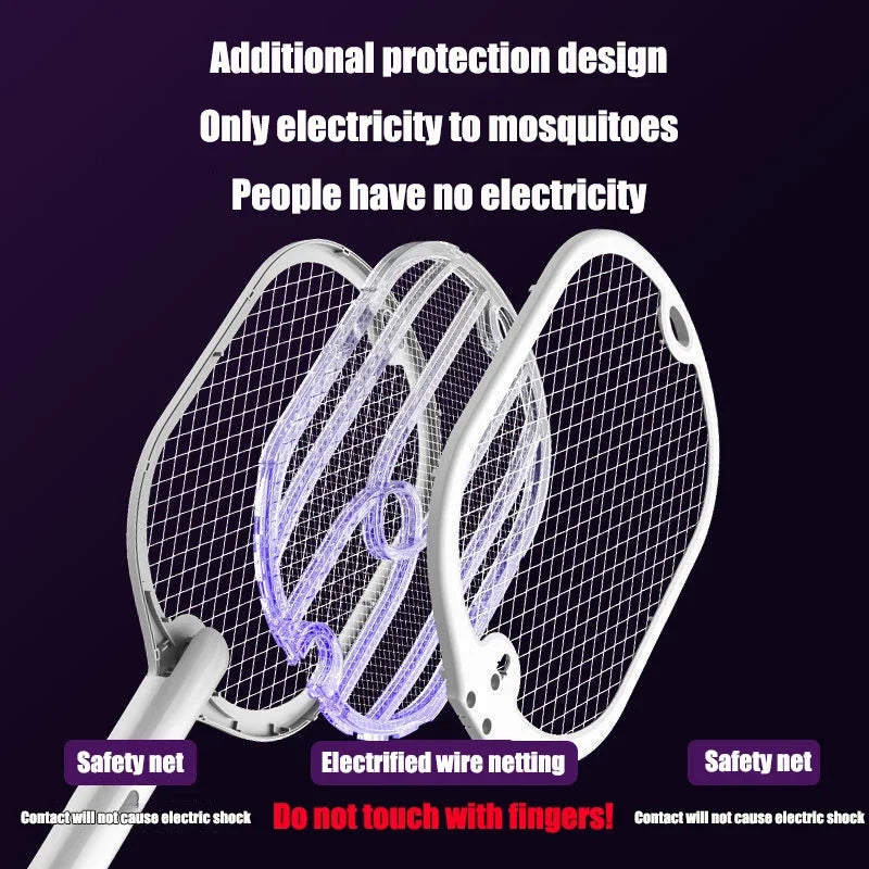 Upgraded 3000V Mosquito Swatter with TYPE-C Charging, 3 in 1 Electric Mosquito Swatter, Mosquito Killer Lamp